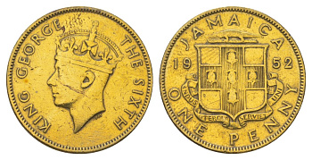 Ямайка 1 пенни 1952 KM 35 никель латунь 4628-617