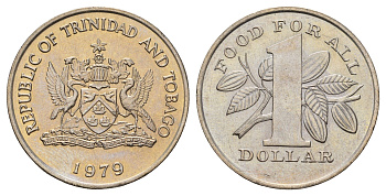 Тринидад и Тобаго 1 доллар 1979 Продовольственная программа - ФАО KM 38 медно-никель UNC 4672-425