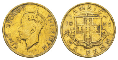 Ямайка 1 пенни 1952 KM 35 никель латунь 4628-626