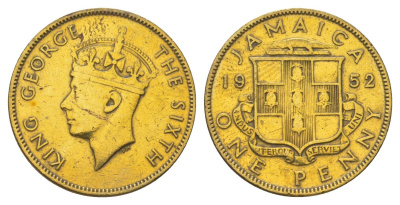 Ямайка 1 пенни 1952 KM 35 никель латунь 4628-617