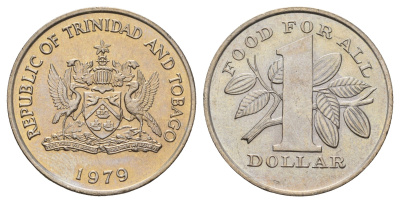 Тринидад и Тобаго 1 доллар 1979 Продовольственная программа - ФАО KM 38 медно-никель UNC 4672-425