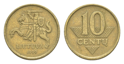 Литва 10 центов 1999 KM 106 никель латунь 4115-747