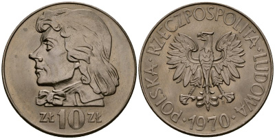 Польша 10 злотых 1970 MW, Тадеуш Костюшко (1746-1817) KM 50а медно-никель 4168-742