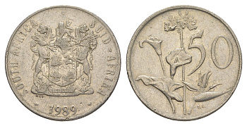 ЮАР 50 центов 1989 Зантедеския Эллиота (калла), герб KM 87 никель 4597-313