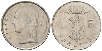 Бельгия 1 франк 1973 Belgie KM 143.1 медно-никель 3309-1139