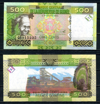 Гвинея 500 франков 2015 Pick 47 a бумага UNC (пресс) 2192-18-2-2