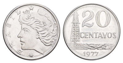 Бразилия 20 сентаво 1977 KM 579.1a нержавеющая сталь UNC 4642-1054