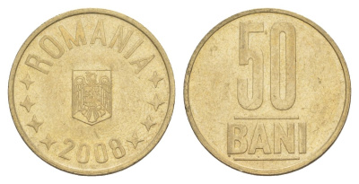 Румыния 50 бань (бани) 2008 KM 192 никель латунь aUNC 4635-151