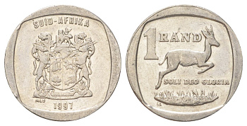 ЮАР 1 ранд 1997 KM 164 медь плакированная никелем 4627-337