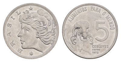 Бразилия 5 сентаво 1975 ФАО - Зебу KM 587 нержавеющая сталь UNC 4655-1058