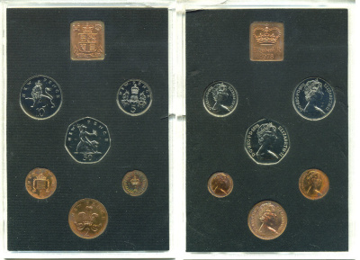 Великобритания официальный набор из 6 монет + жетон монетного двора 1978 в оригинальной пластиковой упаковке KM PS 34 PROOF  7-5-5-27