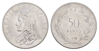 Турция 50 курушей 1972 Анатолийская невеста KM 899 нержавеющая сталь 4648-724