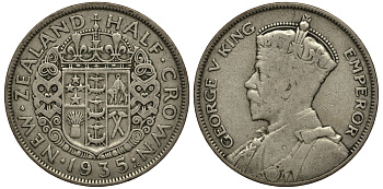 Новая Зеландия 1/2 кроны 1935 Георг V (1910-1936) KM 5 серебро 272-931