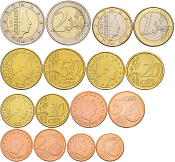 Люксембург евронабор 8 монет 2011 1, 2, 5, 10, 20, 50 евроцентов, 1, 2 евро UNC 183-421