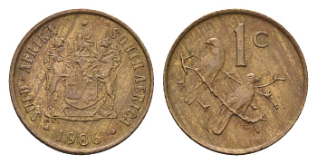 ЮАР 1 цент 1986 капские воробьи KM 82 бронза 4674-922