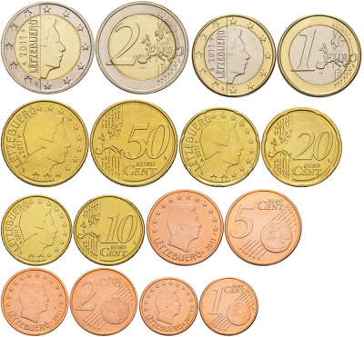 Люксембург евронабор 8 монет 2011 1, 2, 5, 10, 20, 50 евроцентов, 1, 2 евро UNC 183-421