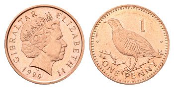 Гибралтар 1 пенс 1999 KM 773 сталь плакированная медью UNC 4649-416