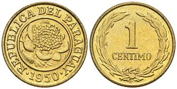 Парагвай 1 сентимо 1950  KM 20 алюминиевая бронза  aUNC  220-1033