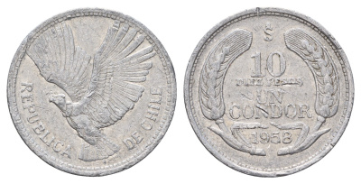 Чили 10 песо 1958 KM 181 алюминий 4700-1155