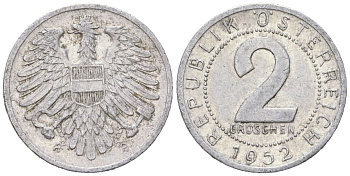 Австрия 2 гроша 1952 KM 2876 алюминий 3955-634