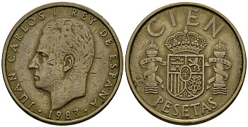 Испания 100 песет 1983 Хуан Карлос I (1975-2014) KM 826 алюминиевая бронза 4586-213