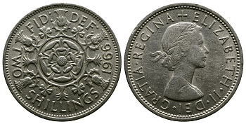 Великобритания 2 шиллинга (флорин) 1966 Елизавета II (1952-2022) KM 906, Spink 4146 медно-никель 4382-634