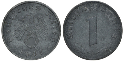 ГЕРМАНИЯ 1 РЕЙХСПФЕННИГ 1941 A J 369, KM 97 цинк 72-1657