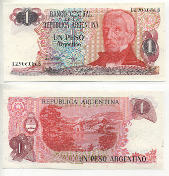 АРГЕНТИНА 1 ПЕСО 1984 СЕРИЯ В 12906, ГЕНЕРАЛ САН МАРТИН Pick 311a бумага UNC (ПРЕСС) 7553-35-2