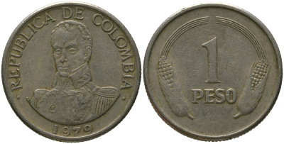 Колумбия 1 песо 1979 KM 258.2 медно-никель 4529-934