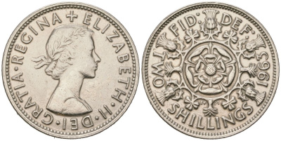 Великобритания 2 шиллинга (флорин) 1963 Елизавета II (1952-2022) KM 906, Spink 4146 медно-никель 4536-231