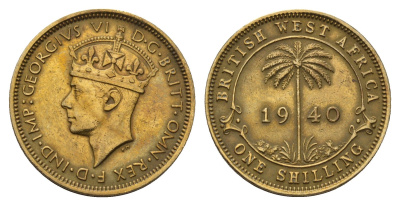 Британская Западная Африка 1 шиллинг 1940 Георг VI (1936-1952) KM 23 никель латунь 4671-544