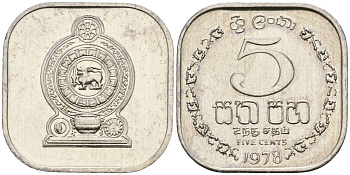 Шри-Ланка 5 центов 1978 KM 139a алюминий 4136-619