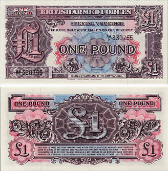 АНГЛИЯ 1 ФУНТ 1948 ВТОРАЯ СЕРИЯ, ДЛЯ ВООРУЖЕННЫХ СИЛ Pick M22a бумага UNC (ПРЕСС) 8605-27-1-1