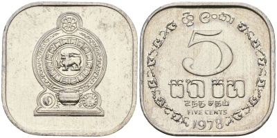 Шри-Ланка 5 центов 1978 KM 139a алюминий 4136-619