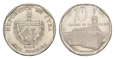 Куба 10 сентаво 1999 форт в Гаване Ла-Фуэрса KM 576.2, JMA MC20, Schoen 714 сталь плакированная никелем UNC 4613-251