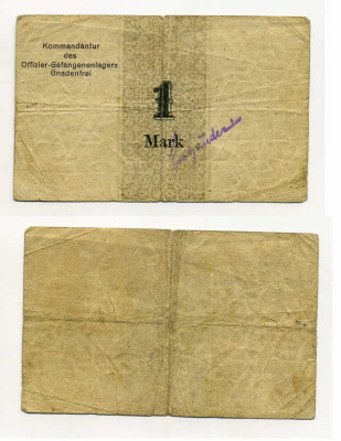 Германия 1 марка ND Гнаденфрей, лагерь военнопленных офицеров Tieste 284.02 бумага 00-00