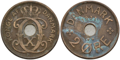 Дания 2 эре 1937 Кристиан X (1912-1947) KM 827 бронза 4147-523