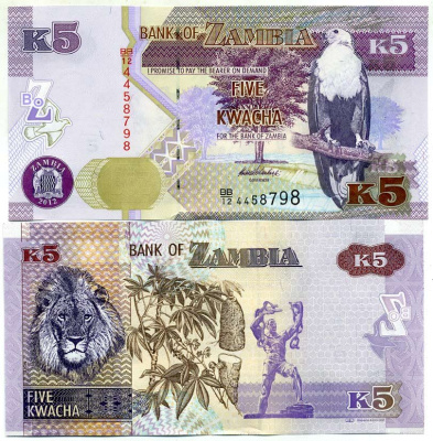 Замбия 5 квач 2012 лев, маниок, статуя Свободы в Лусаке Pick 50 a бумага UNC (пресс) 448-33-1