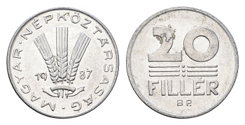 Венгрия 20 филлеров 1987 BP KM 573 алюминий 4664-1243