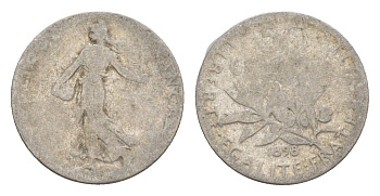 Франция 50 сантимов 1898 KM 854 серебро 4655-629