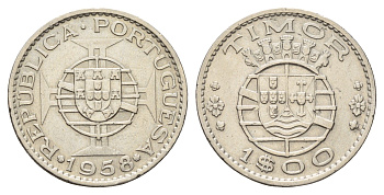 Португальский Тимор 1 эскудо 1958 год-тип KM 13 медь цинк никель 4671-751