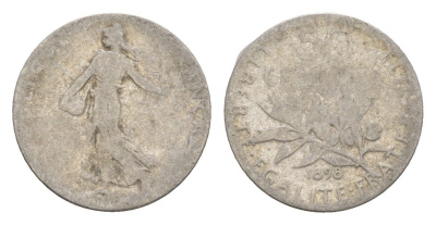 Франция 50 сантимов 1898 KM 854 серебро 4655-629