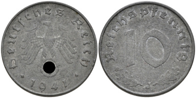ГЕРМАНИЯ 10 РЕЙХСПФЕННИГОВ 1941 J J. 371, KM 101 цинк 75-242