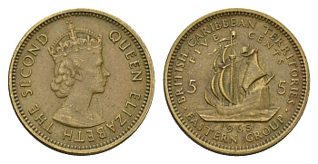 Восточные Карибы (Организация Восточно-карибских государств) 5 центов 1965 Елизавета II (1952-2022), парусник KM 4 никель латунь 4687-943