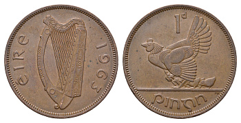 Ирландия 1 пенни 1963 курица с цыплятами KM 11 бронза 4178-1243