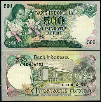 Индонезия 500 рупий 1977 девушка с орхидеей Pick 117  бумага  UNC (пресс) 7199-14-3