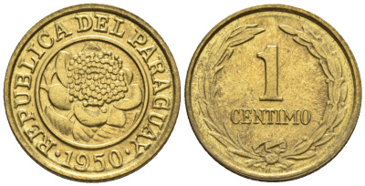 Парагвай 1 сентимо 1950  KM 20 алюминиевая бронза  aUNC  220-1029