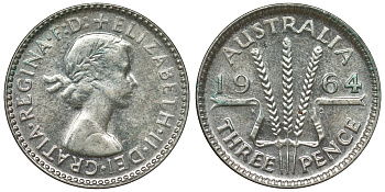 Австралия 3 пенса 1964 Елизавета II (1952-2022) KM 57 серебро 71-965