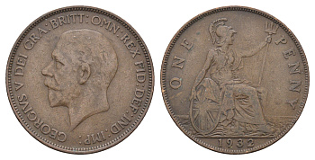 Великобритания 1 пенни 1932 Георг V (1910-1936) KM 838, Spink 4055 бронза 4661-732