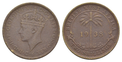 Британская Западная Африка 2 шиллинга 1938 KM 24 никель латунь 4589-532